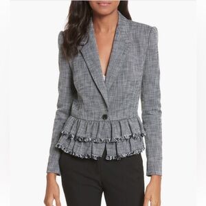 Rebecca Taylor Gray Tweed Peplum Blazer